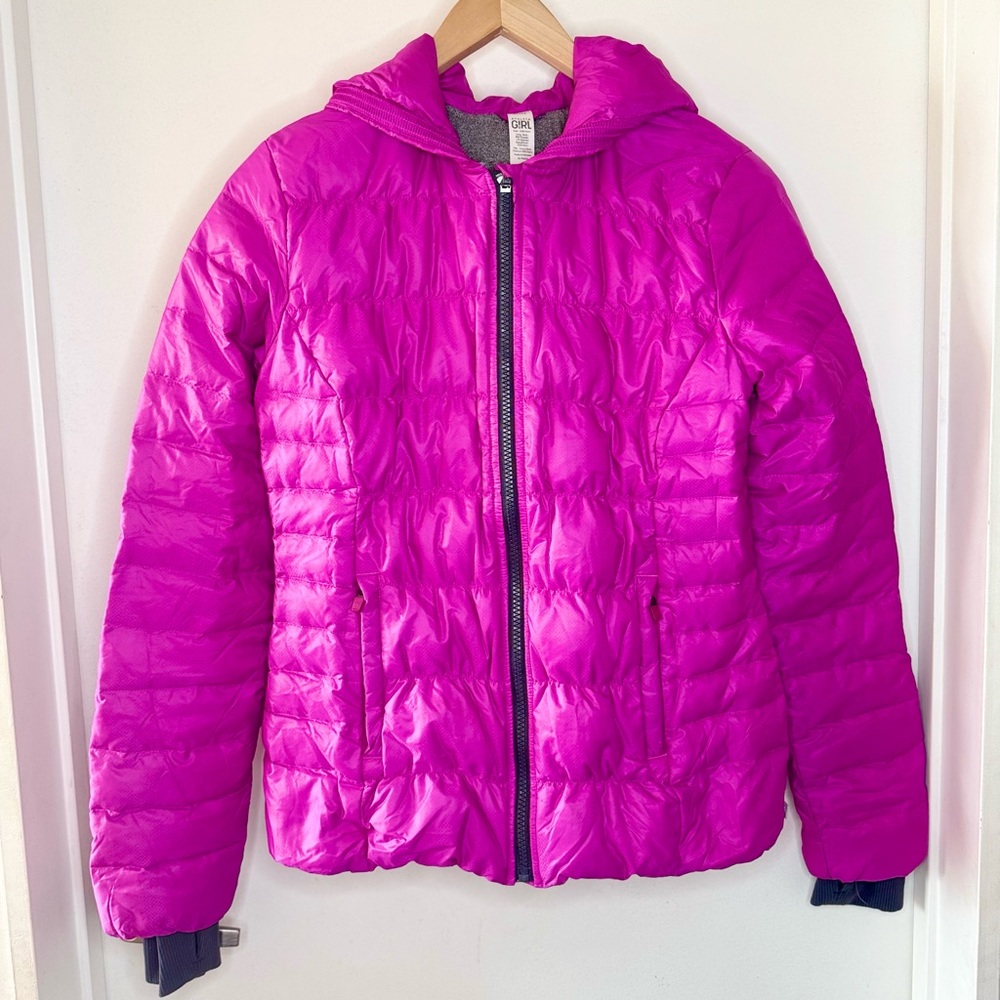 ATHLETA Girl Peak Puffer Winter Jacket Hot Pink Size XL 14 Girls Outdoor Hooded